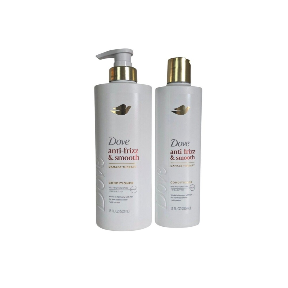 ×2 Dove Anti- Frizz & Smooth Conditioner Damage Therapy 18 Fl.z & 12 Fl.oz